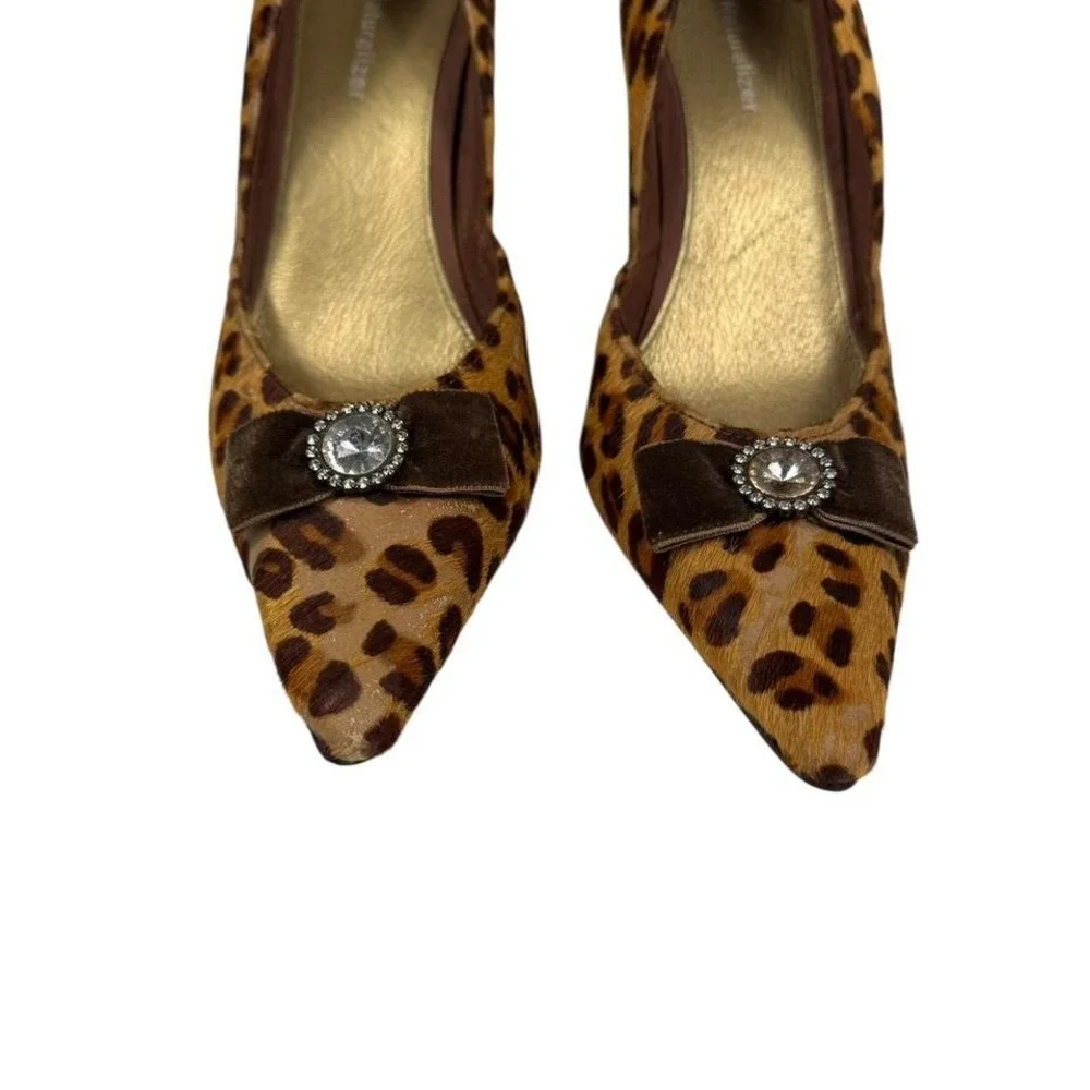 Naturalizer Leopard Print Heels w/ Rhinestone Bow (7M
